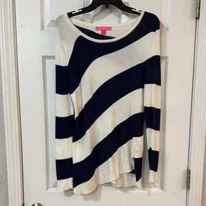 Lilly Pulitzer Navy and Cream Striped Long Sleeve Top